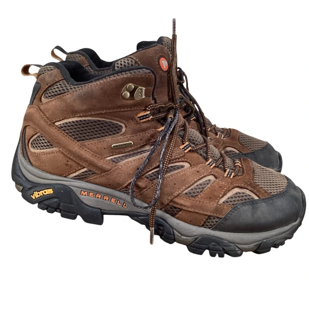 Merrell Moab Mid Waterproof Hiking Boots Men's 13 Vibram Outsoles J88623 Earth